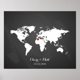 world map wedding guest book signing board