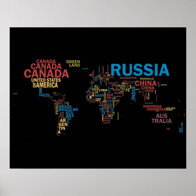 WORLD MAP WITH COUNTRY NAMES POSTER (Front)