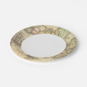 World Map with Explorers' sea routes Paper Plate