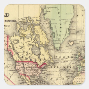 World Map with Explorers' sea routes Square Sticker