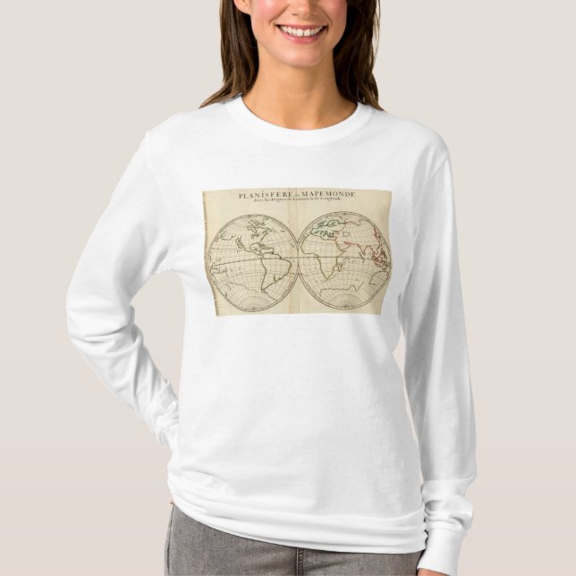World Map with Latitude and Longititude T-Shirt (Front)