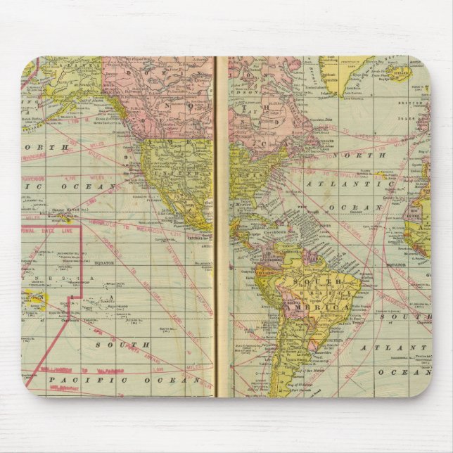 World map with shipping lanes mouse pad (Front)