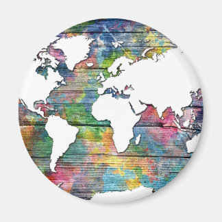 world map wood 12 magnet