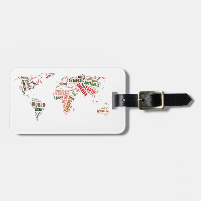 World map words cloud luggage tag (Front Horizontal)
