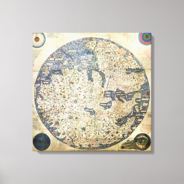 World Map Worldmap Venetian monk Fra Mauro Canvas Print (Front)