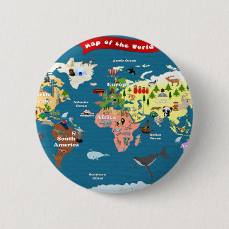 World Maps For Kids 6 Cm Round Badge