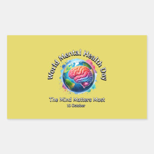 World Mental Health Day. The Mind Matters Most. Rectangular Sticker