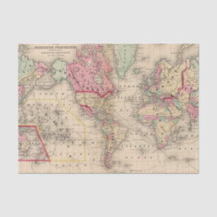 World Mercator proj Map by Mitchell Tissue Paper