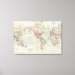 World, Mercator's projection 2 Canvas Print