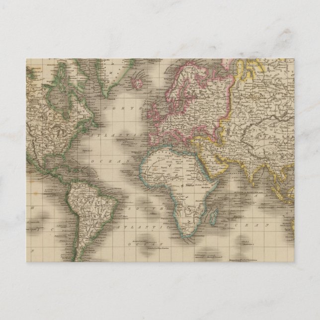 World, Mercator's Projection 2 Postcard (Front)