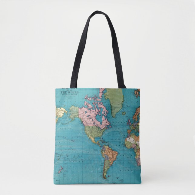 World, Mercator's Projection Tote Bag (Front)