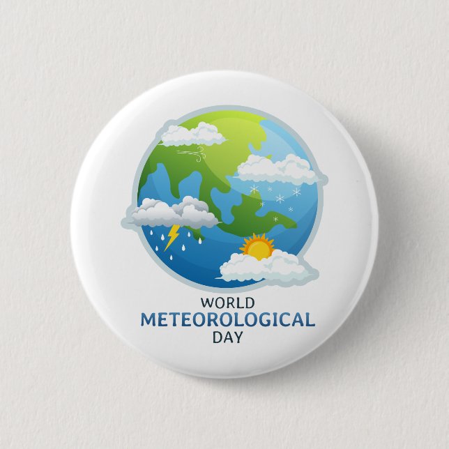 World Meteorological Day 6 Cm Round Badge (Front)