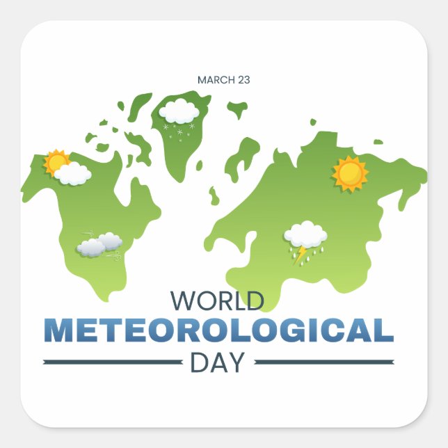 World Meteorological Day Square Sticker (Front)