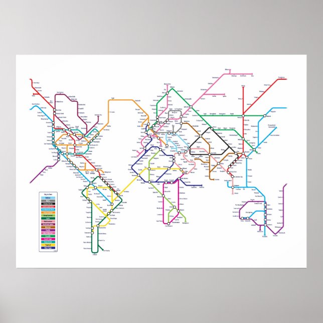 World Metro Subway Map Poster (Front)