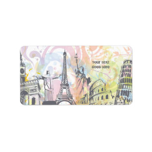 World monuments custom label