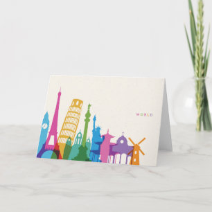 World Monuments Pastel Collage Card