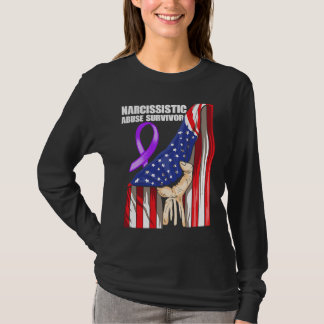 World Narcissistic Abuse Awareness Flag Hand Survi T-Shirt