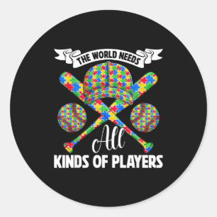 World needs kinds of players autism awareness classic round sticker