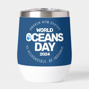 World Oceans Day Blue Stylised Earth Waves