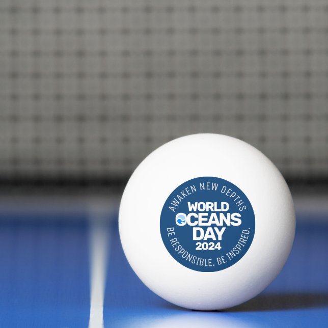 World Oceans Day Blue Stylised Earth Waves Ping Pong Ball (Net)