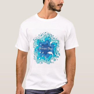 world-oceans-day-concept-paper-style-with-fish T-Shirt