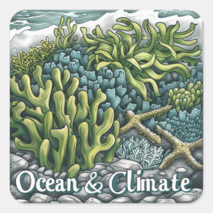 World Oceans Day - Coral Reef and Climate Square Sticker