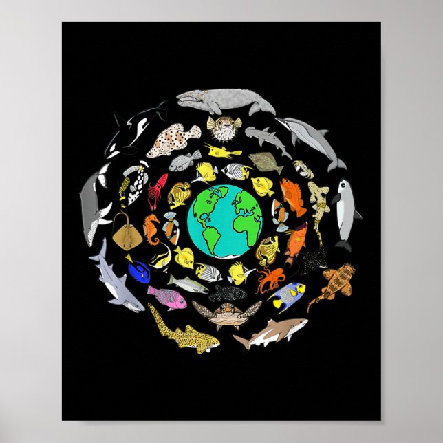 World Oceans Day Sea Life Enviromental Earth Day  Poster (Front)