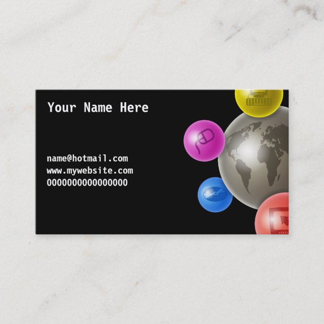 World of Computers, Your Name Here, name@hotmai... Business Card (Front)