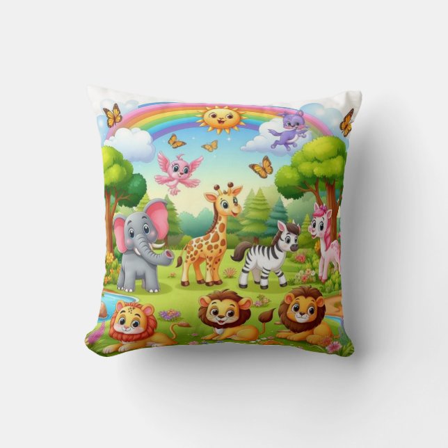 World of Wonder: Wild Animals Throw Pillow  (Front)