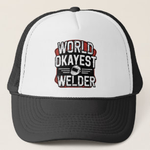 World Okayest Welder Retro Distressed Welder  Trucker Hat