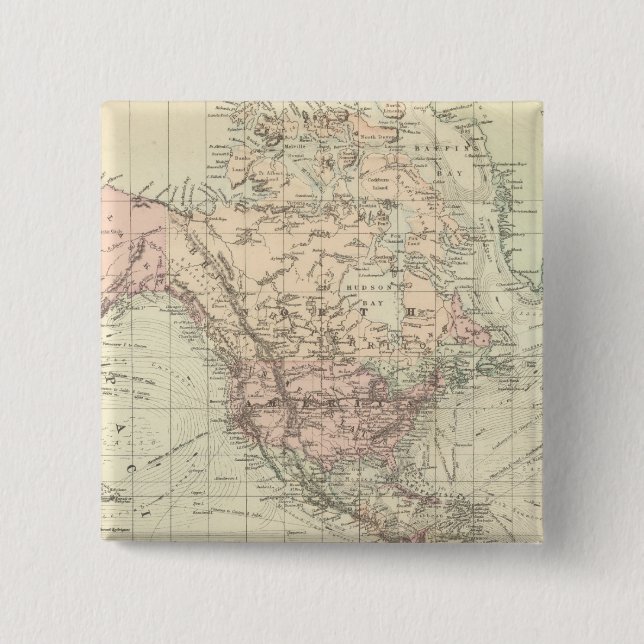 World on Mercator's Projection 15 Cm Square Badge (Front)