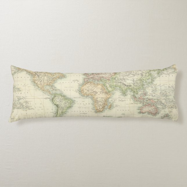World On Mercator's Projection Body Cushion (Front)