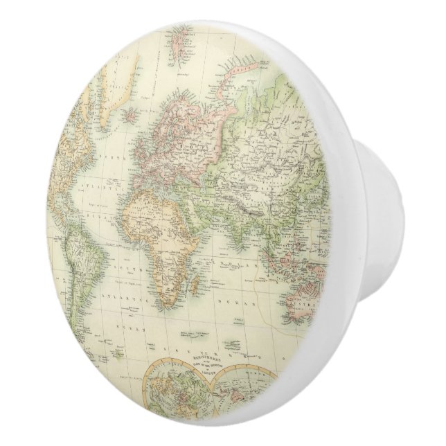 World On Mercator's Projection Ceramic Knob (Right)