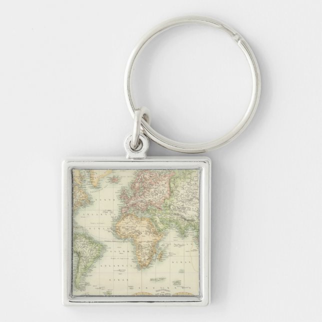 World On Mercator's Projection Key Ring (Front)