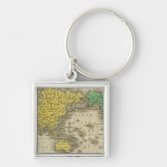 World On Mercator's Projection Key Ring (Front)
