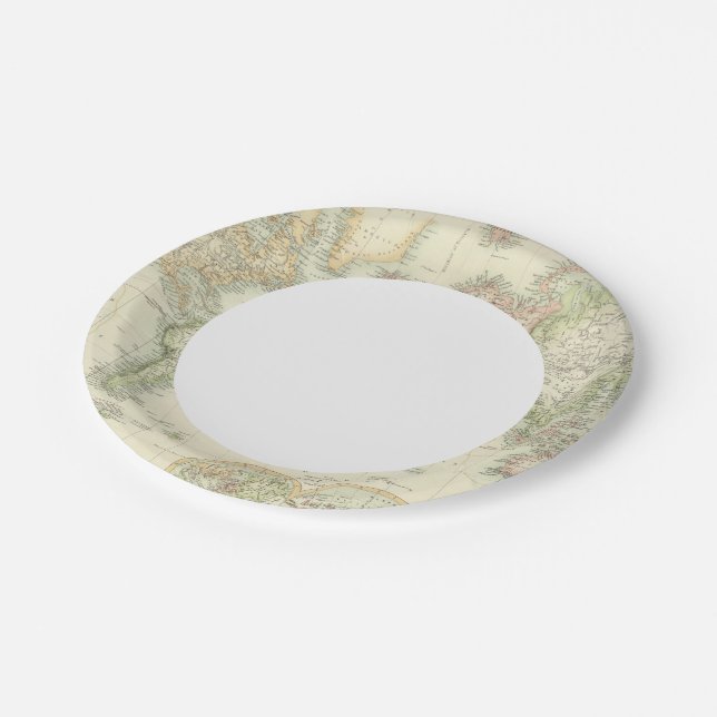 World On Mercator's Projection Paper Plate (Angled)