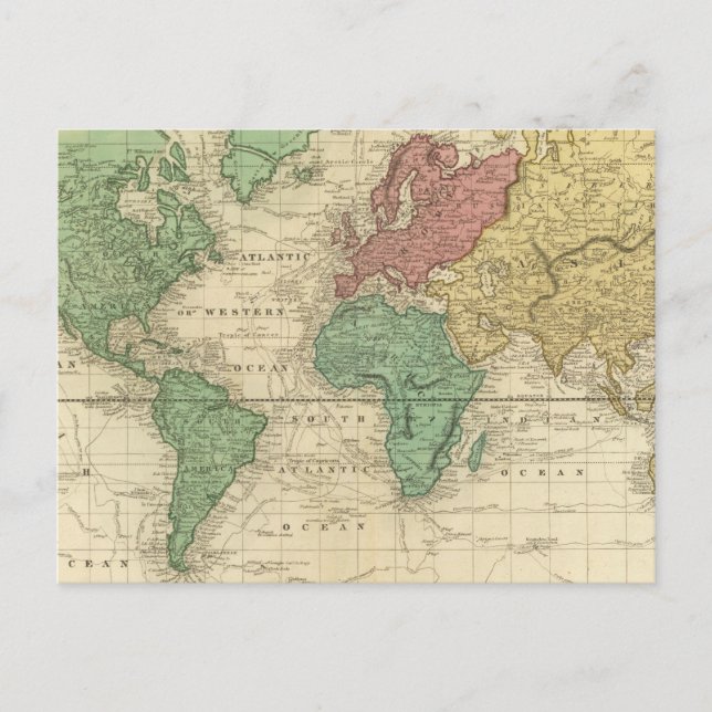 World on Mercators Projection Postcard (Front)