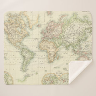 World On Mercator's Projection Sherpa Blanket