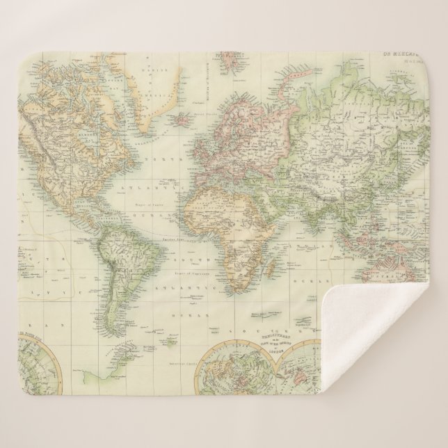 World On Mercator's Projection Sherpa Blanket (Front (Horizontal))