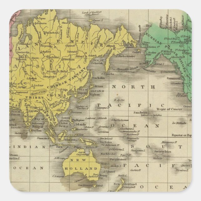 World On Mercator's Projection Square Sticker (Front)