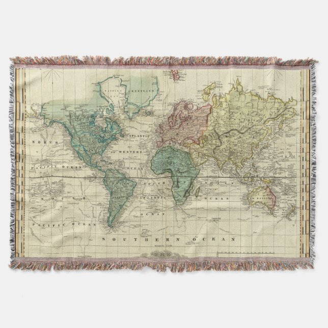 World on Mercators Projection Throw Blanket (Front)