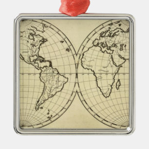 World outline double hemisphere metal tree decoration