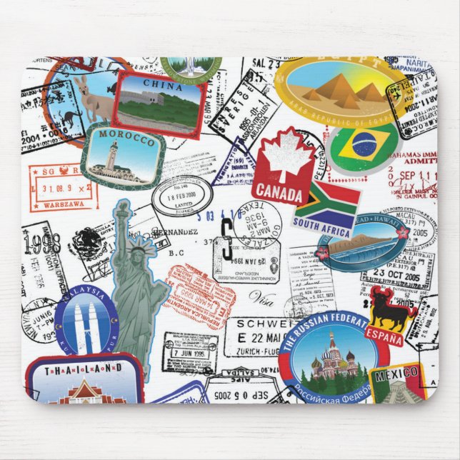 World Passport Pattern Mouse Pad (Front)