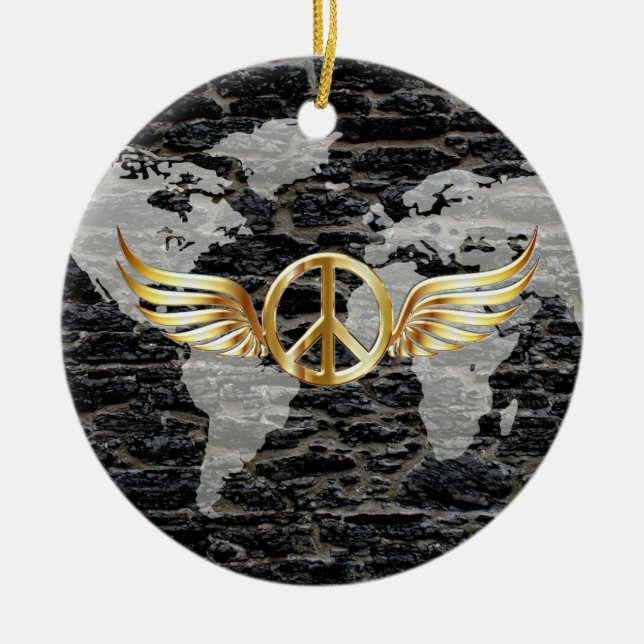 World peace ceramic tree decoration (Front)