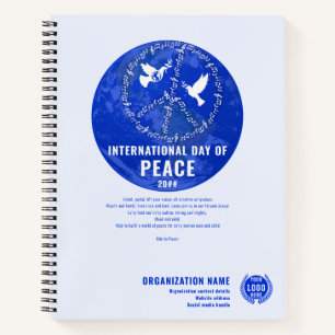 World Peace Day Dove Peace on Earth Earth Day Logo Notebook