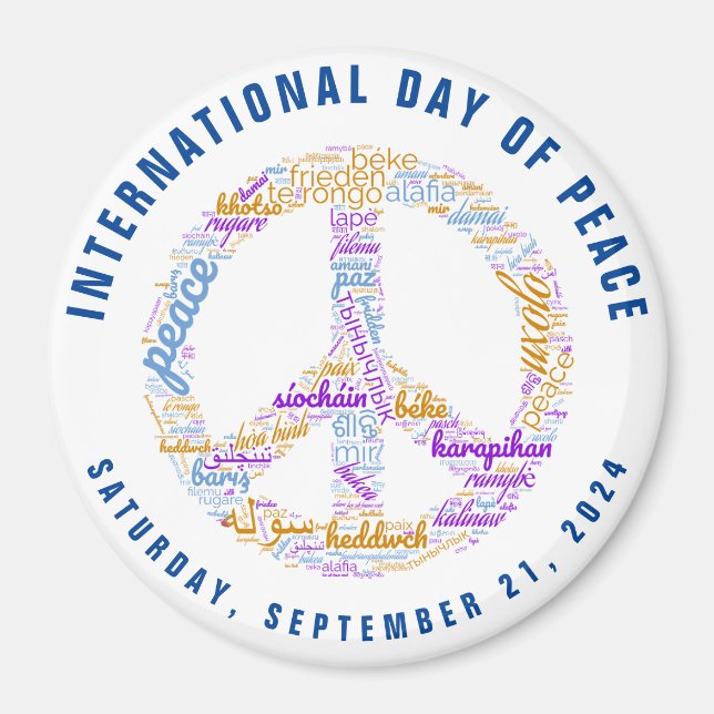 World Peace Day Peace Sign Word Cloud Magnet (Front)
