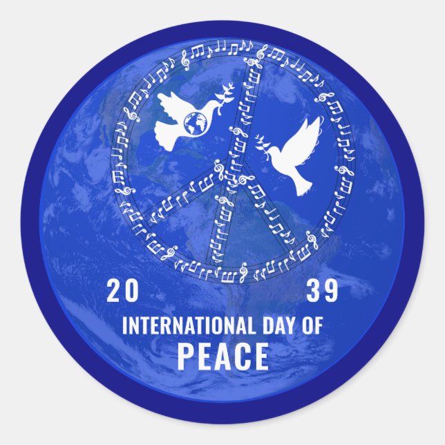 World Peace Dove Peace on Earth Day Logo QR Code Classic Round Sticker (Front)