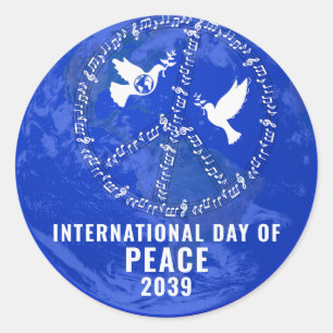World Peace Dove Peace on Earth Day Logo QR Code Classic Round Sticker