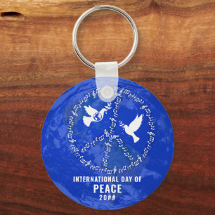 World Peace Dove Peace on Earth Day Logo QR Code Key Ring
