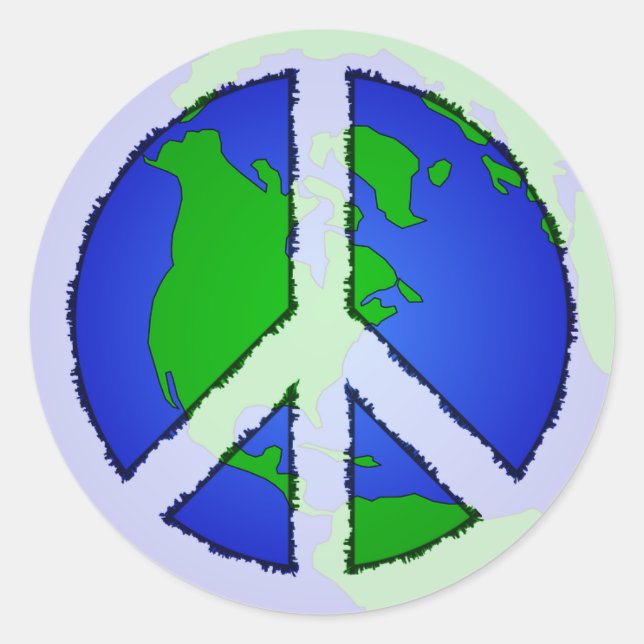 World Peace Earth and Peace Sign Sticker (Front)